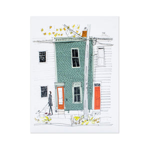 Walking in Schmidtville Card By Emma FitzGerald Art & Design